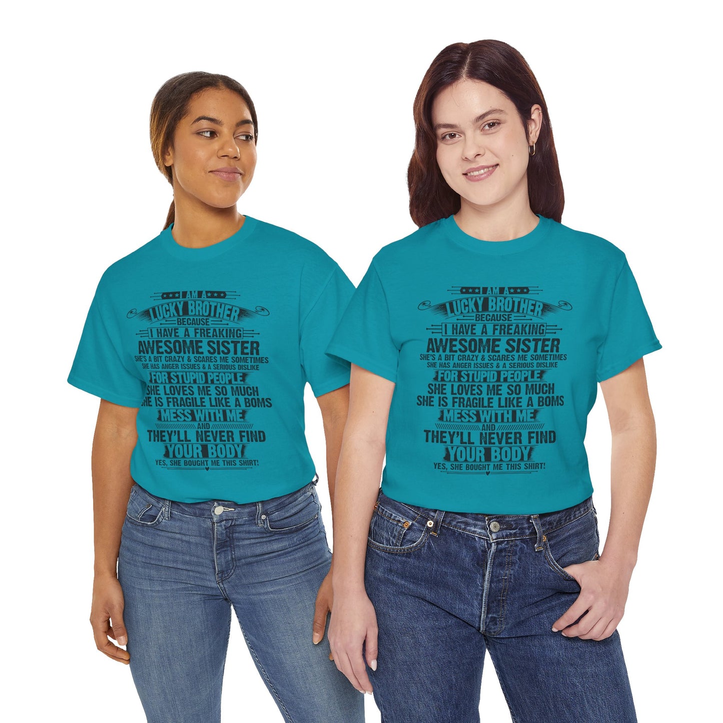 I Am A Lucky Brother Christmas Gift For Brother From Sister T-Shirt