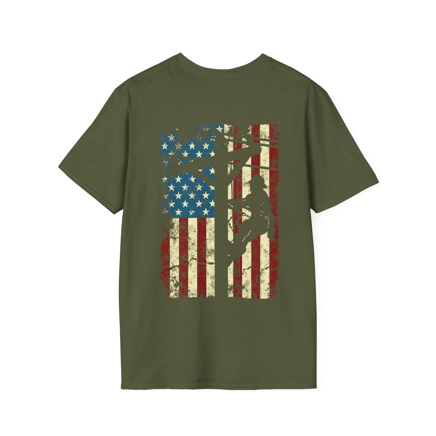 Electric Cable Lineman Distressed Patriotic American Flag Gift