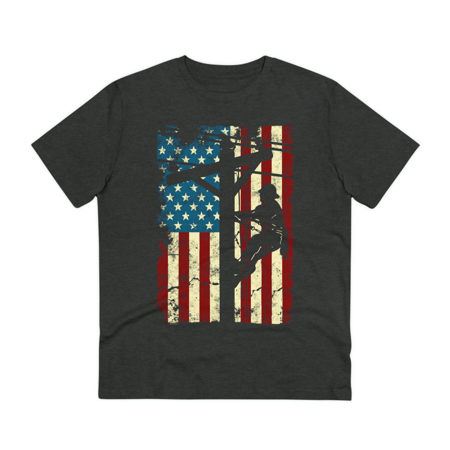 American Flag Electric Cable Lineman Organic Creator T-shirt - Unisex