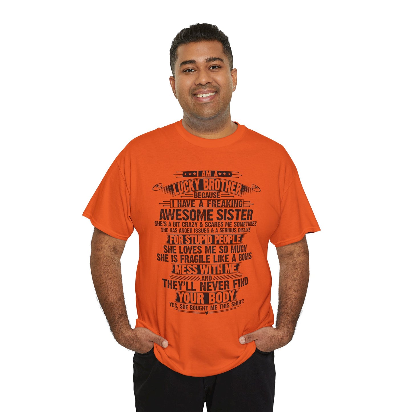 I Am A Lucky Brother Christmas Gift For Brother From Sister T-Shirt