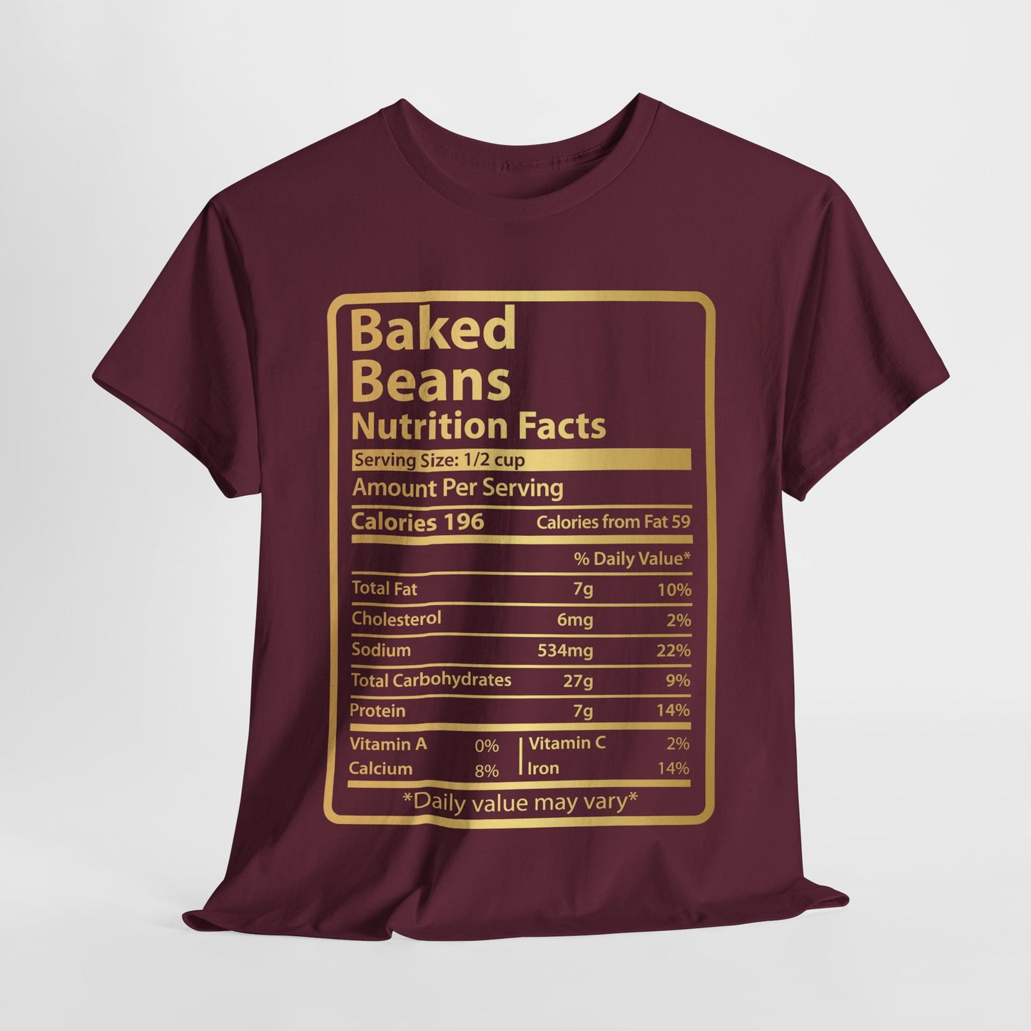 Baked Beans Funny Nutrition Facts T-Shirt
