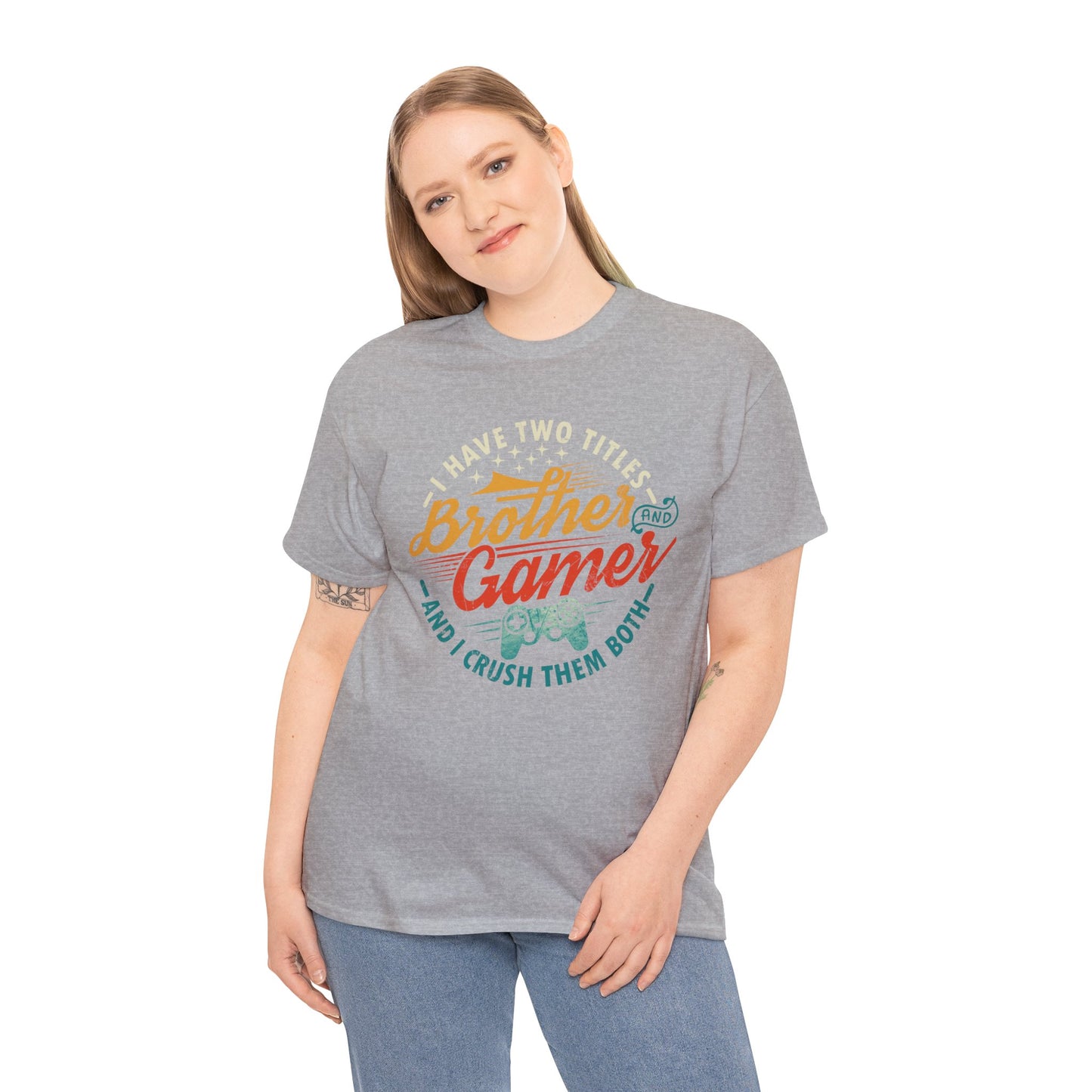 Funny Gamer Vintage Unisex Tee - I Have Two Titles Brother and Gamer Gift