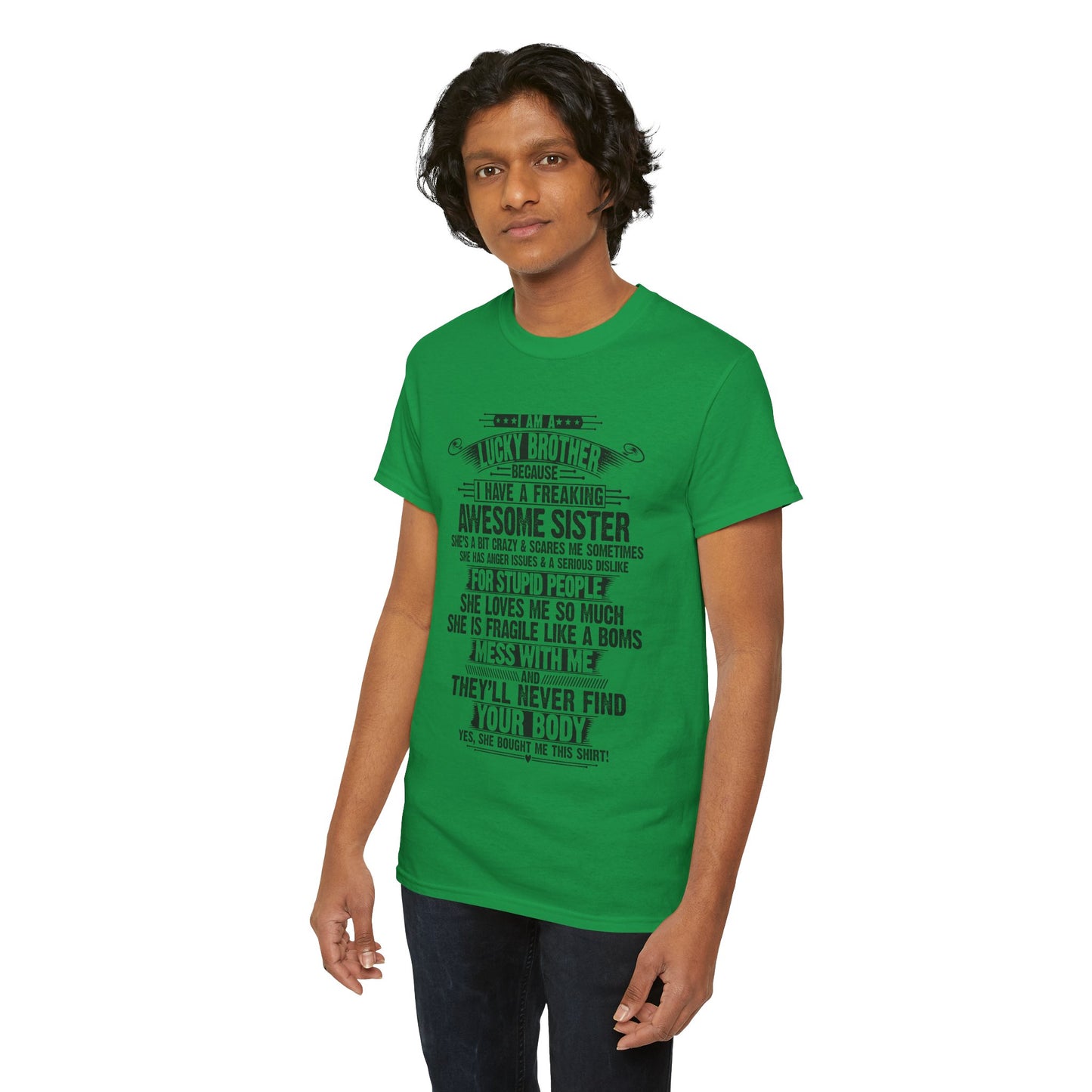 I Am A Lucky Brother Christmas Gift For Brother From Sister T-Shirt
