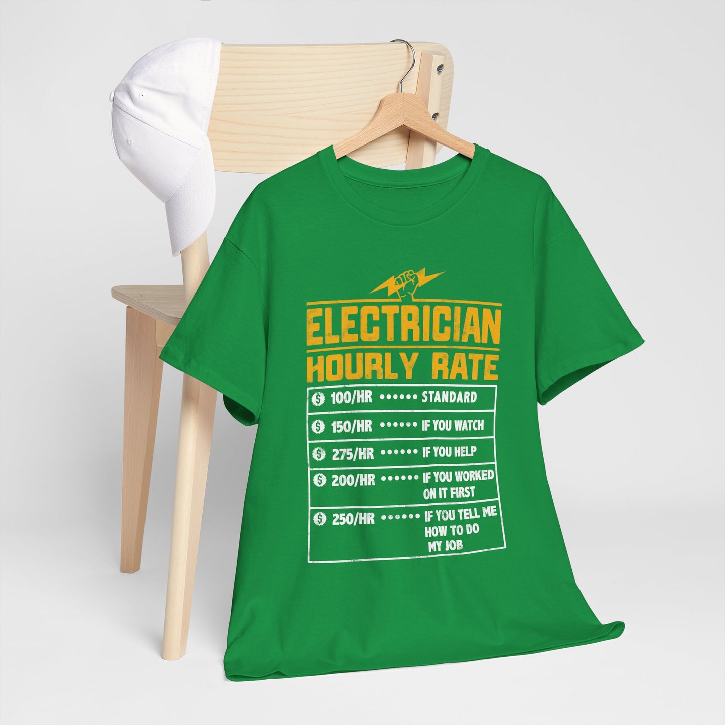 Funny Electrician Hourly Rate gifts for Electrician Unisex Heavy Cotton Tee
