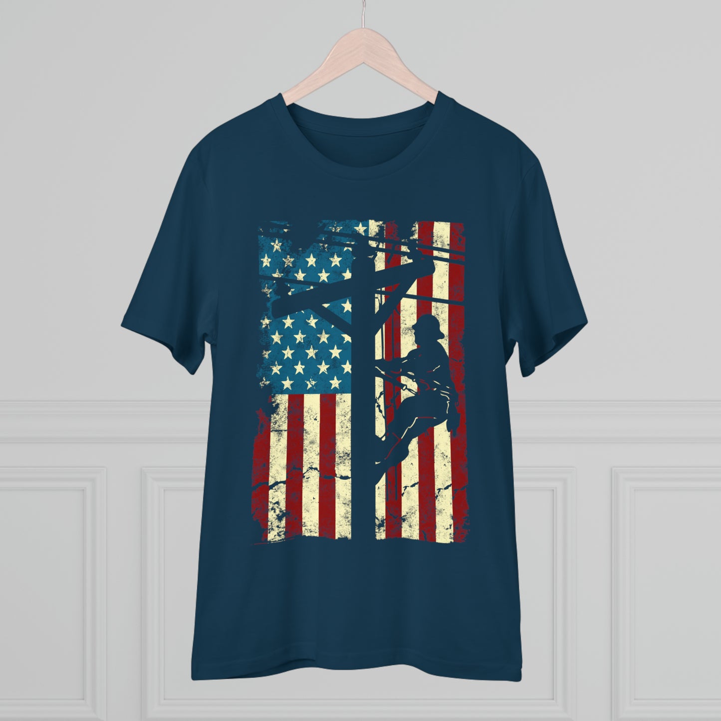 American Flag Electric Cable Lineman Organic Creator T-shirt - Unisex