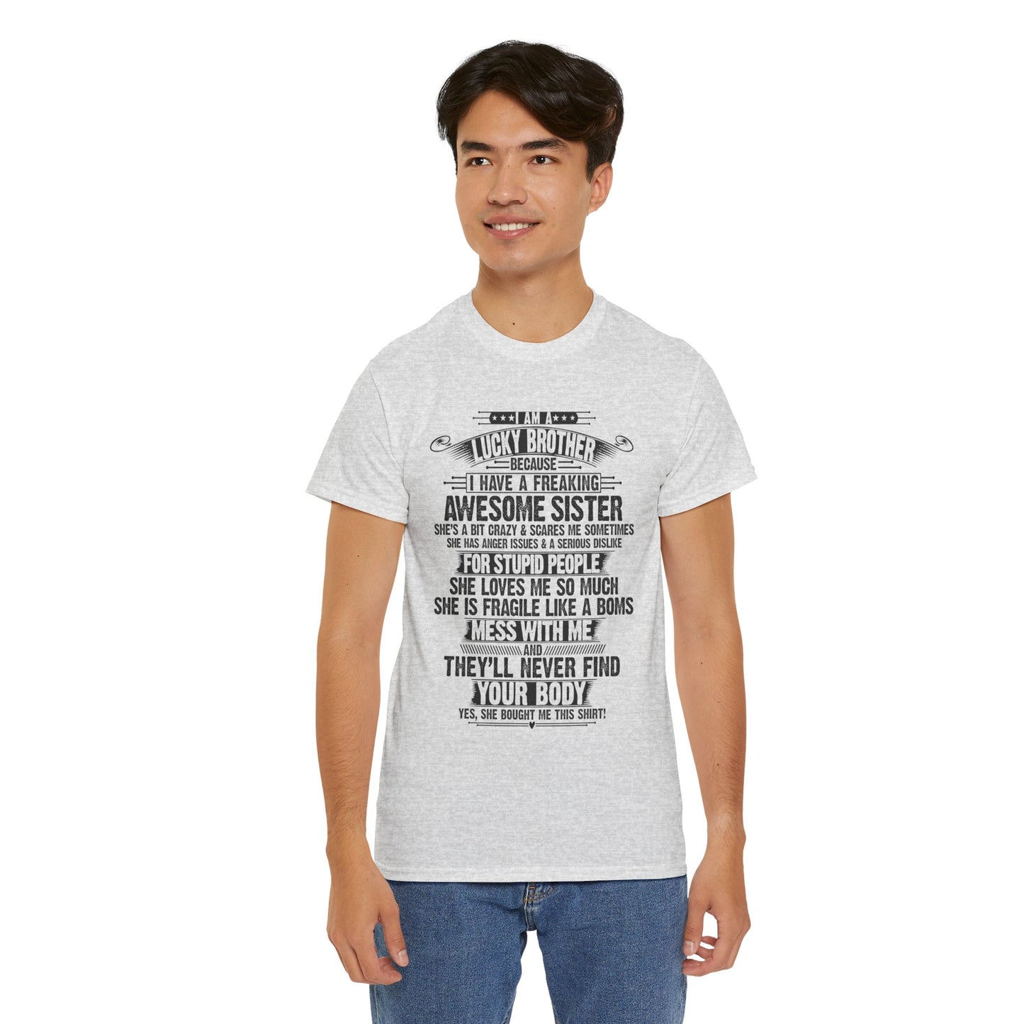 I Am A Lucky Brother Christmas Gift For Brother From Sister T-Shirt