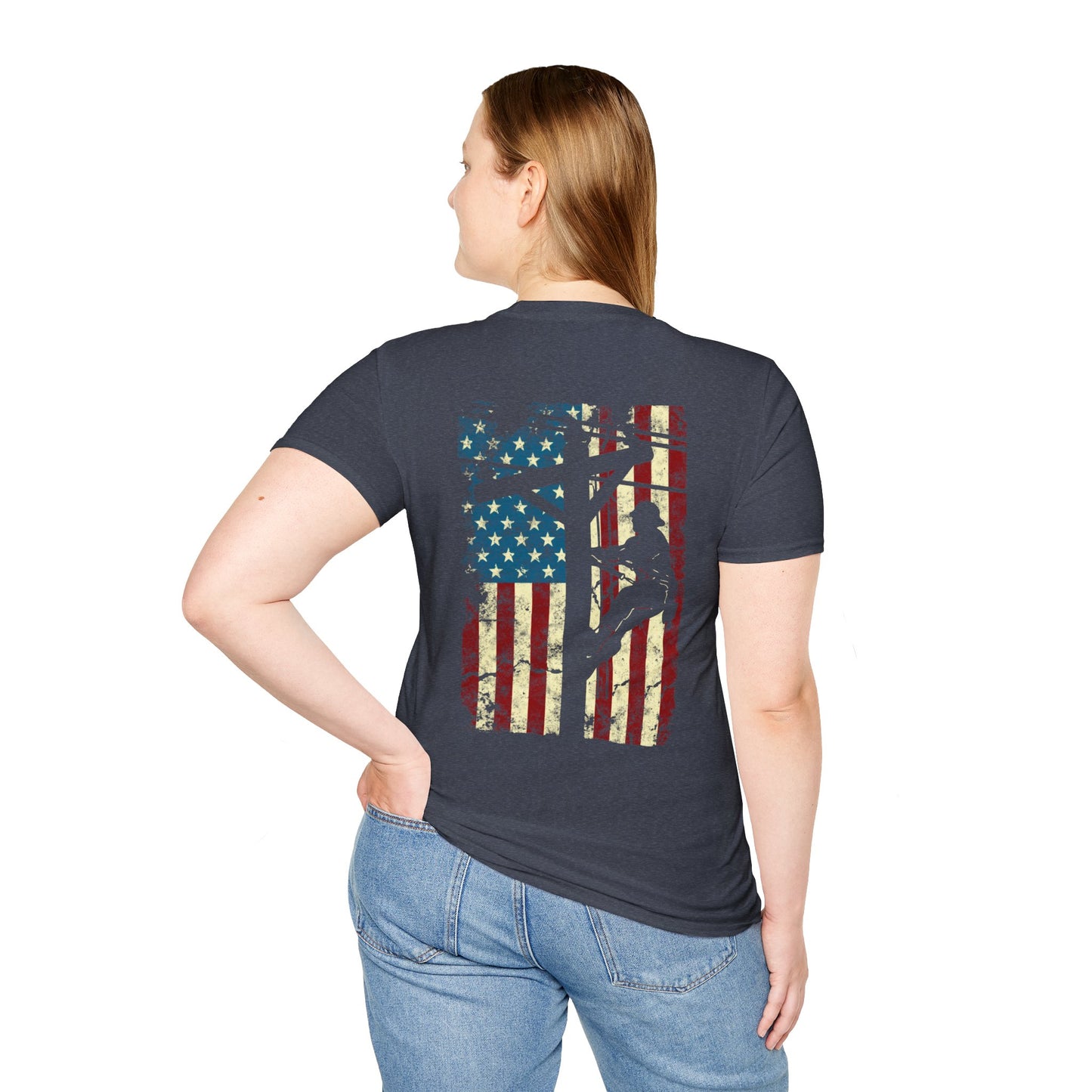 Electric Cable Lineman Distressed Patriotic American Flag Gift