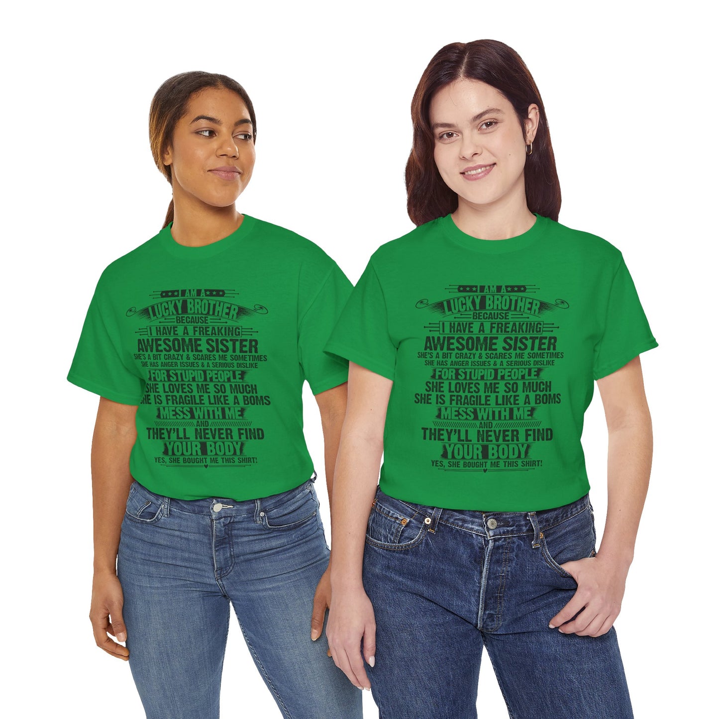 I Am A Lucky Brother Christmas Gift For Brother From Sister T-Shirt