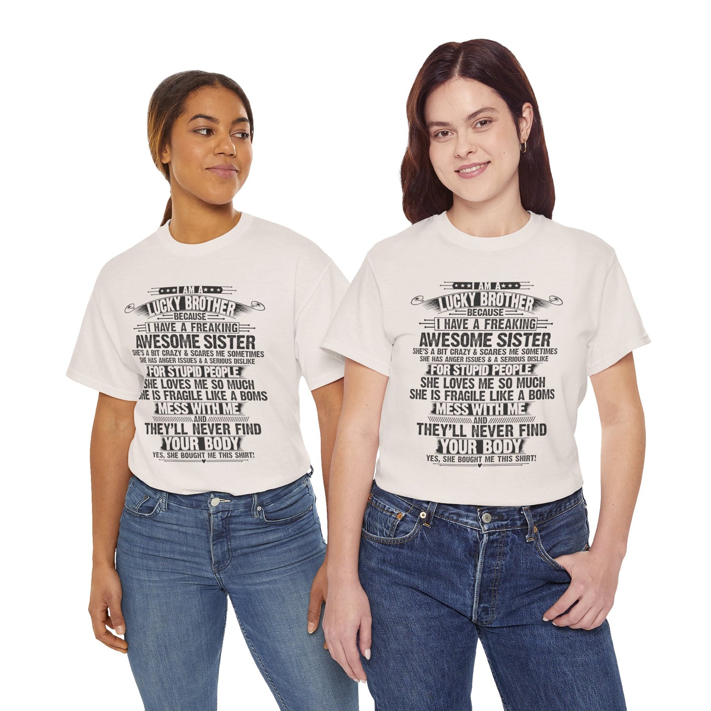 I Am A Lucky Brother Christmas Gift For Brother From Sister T-Shirt