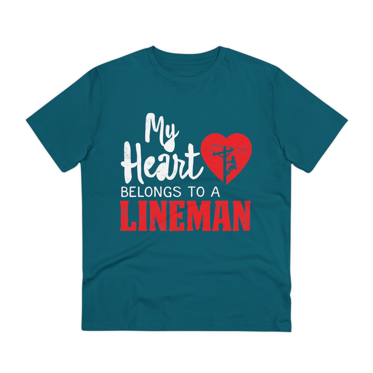 My Heart Belongs to a Electric Cable Lineman Organic Creator T-shirt - Unisex