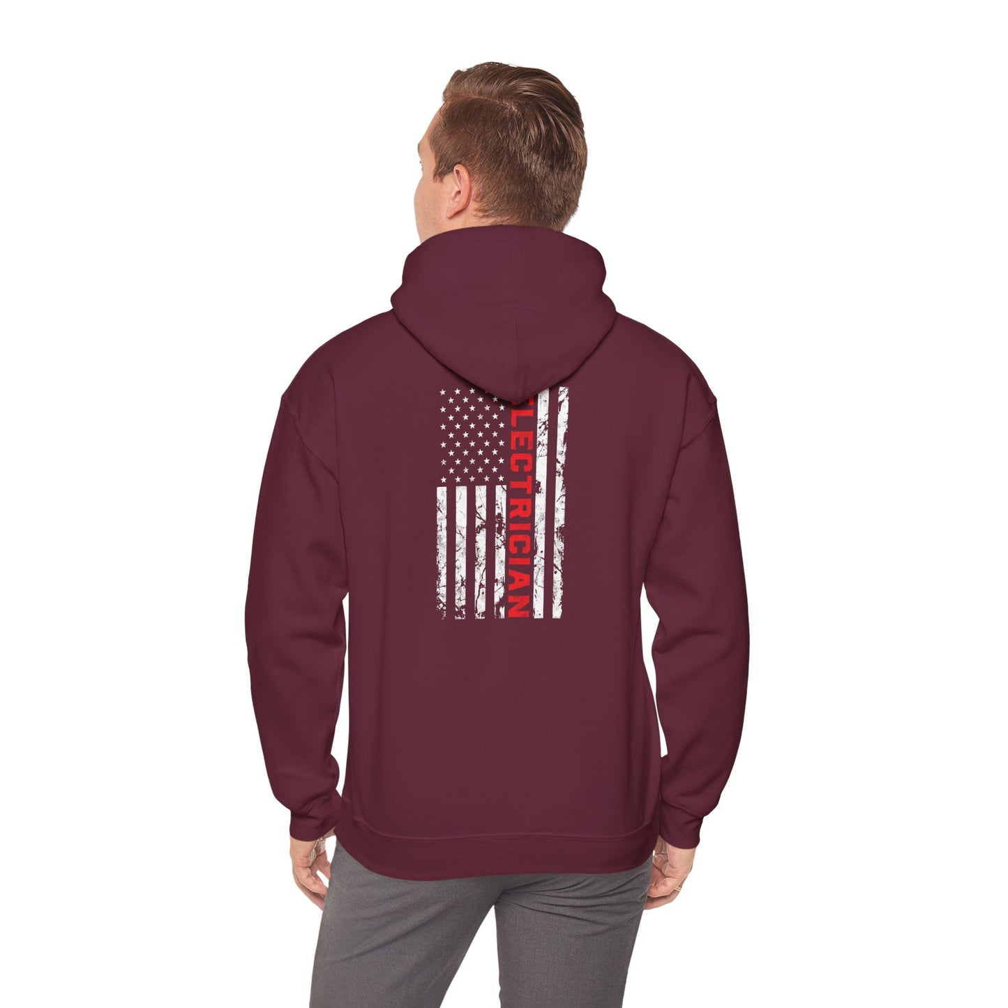 Patriotic Electrician Dad American Flag Fathers Day Gifts Unisex Hooded Sweatshirt