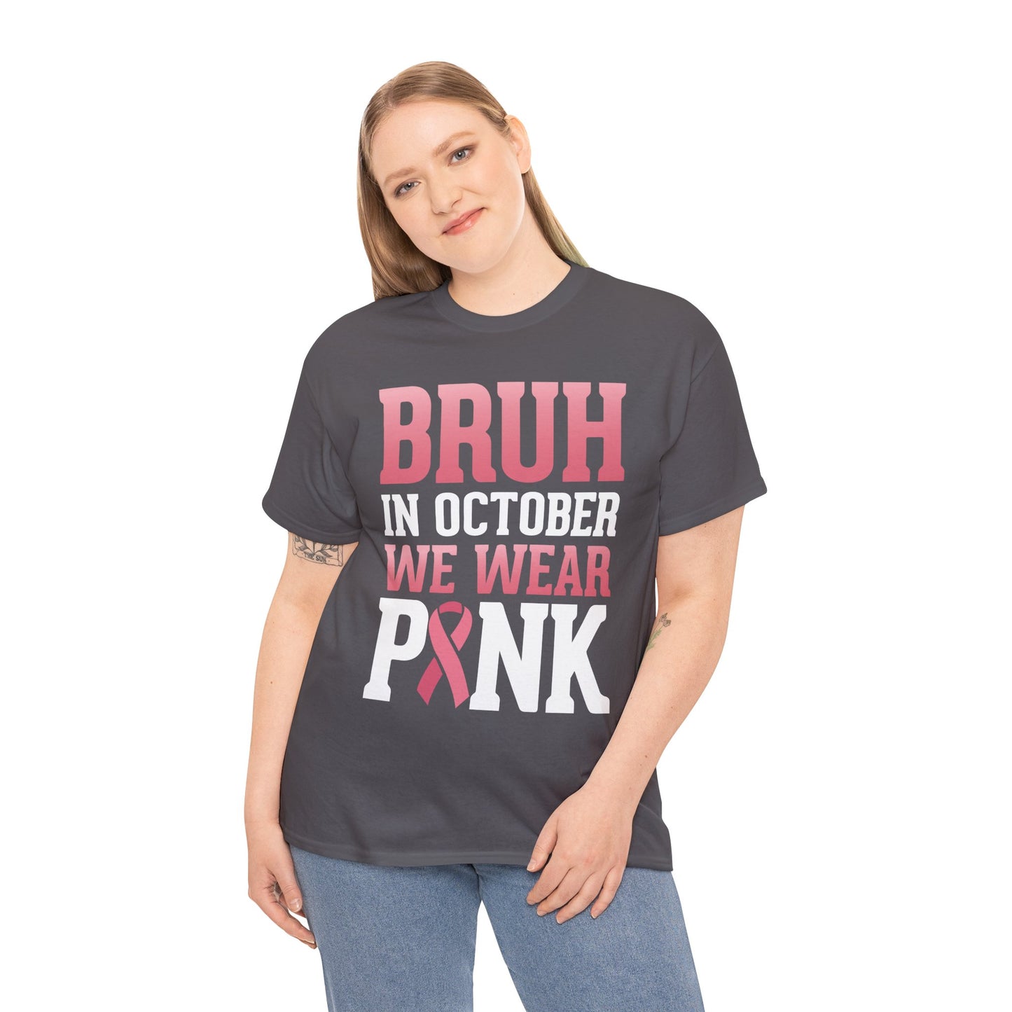 In October We Wear Pink Breast Cancer Awareness Womens Tee
