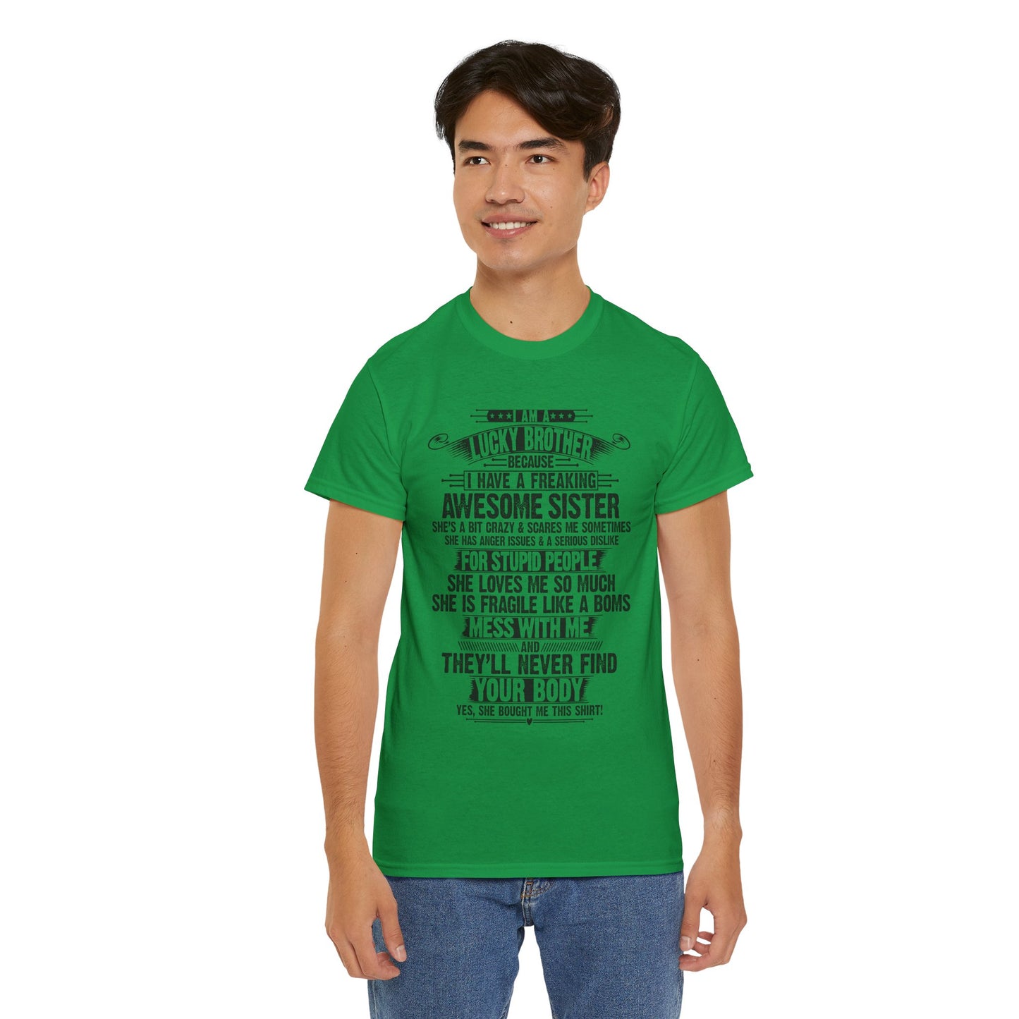 I Am A Lucky Brother Christmas Gift For Brother From Sister T-Shirt