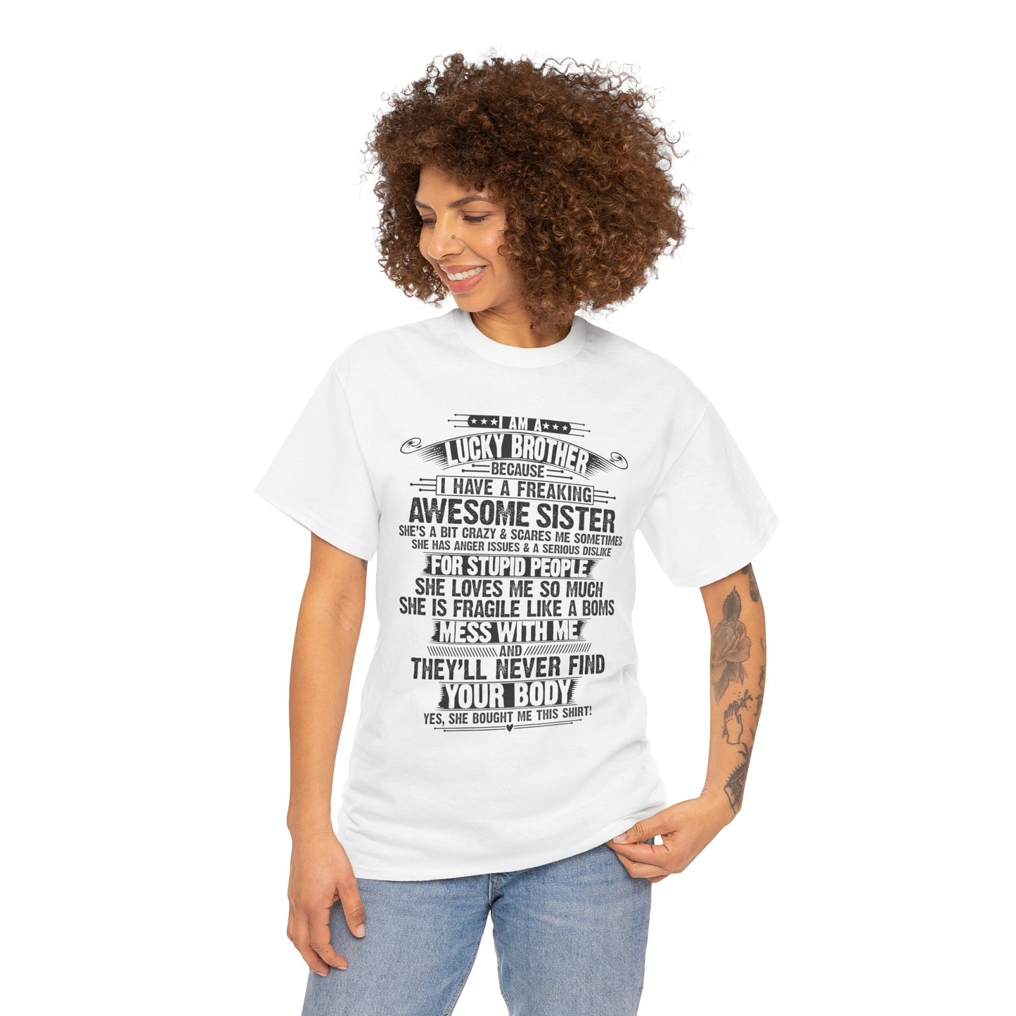 I Am A Lucky Brother Christmas Gift For Brother From Sister T-Shirt