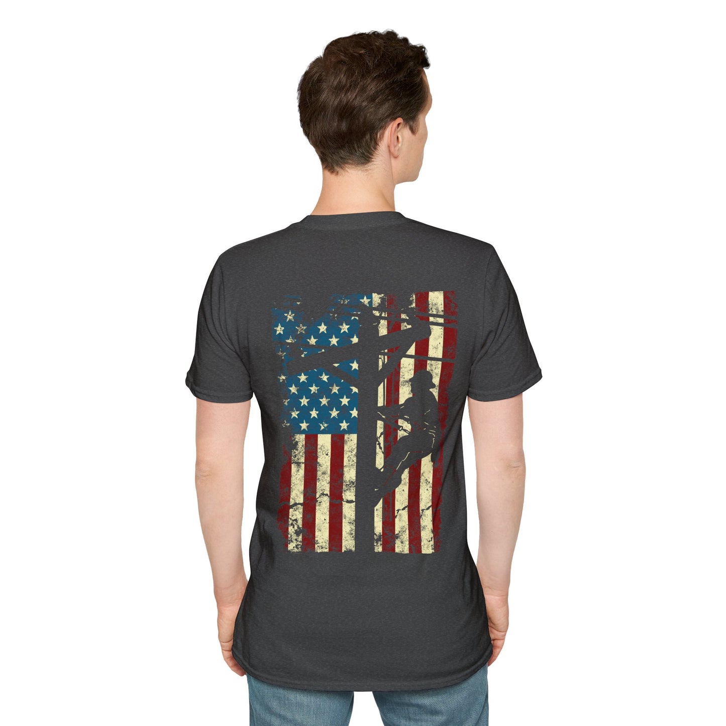 Electric Cable Lineman Distressed Patriotic American Flag Gift