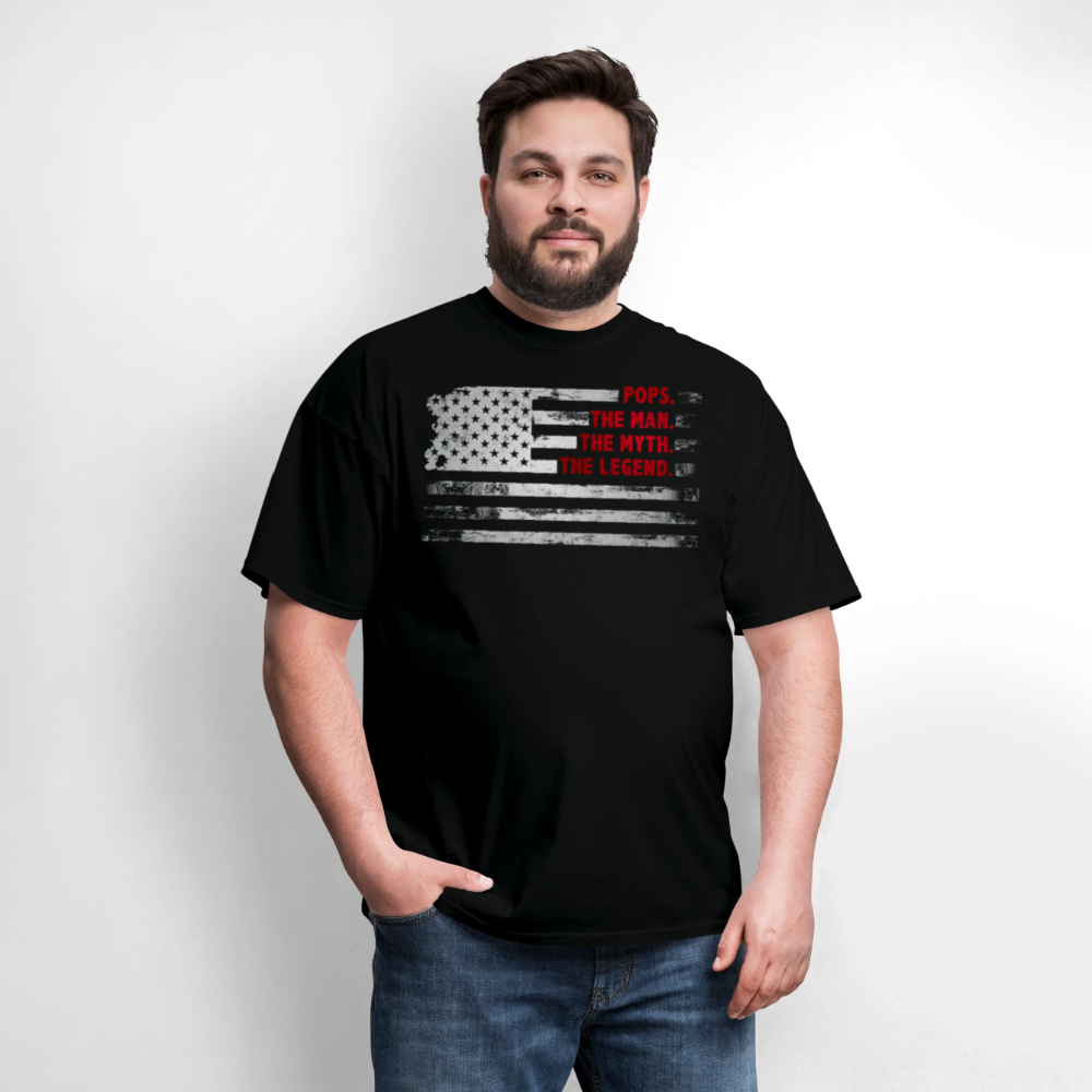 Pops The Man The Myth The Legend Patriotic Dad T-shirt - black