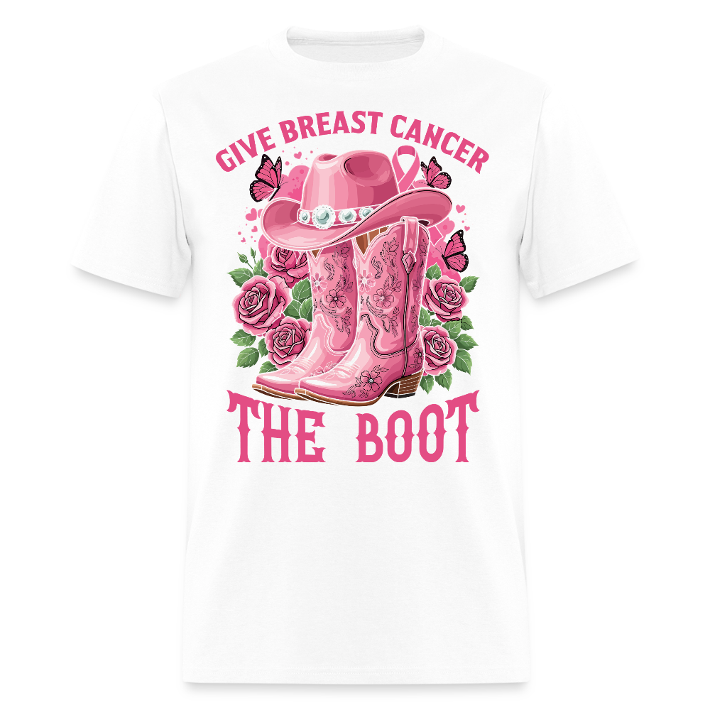 Pink Cowboy Boots for Breast Cancer Support T-Shirt - white
