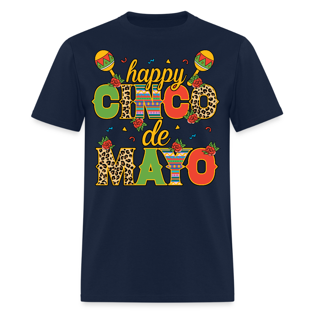 Leopard Print Cinco de Mayo Celebration T-shirt - navy