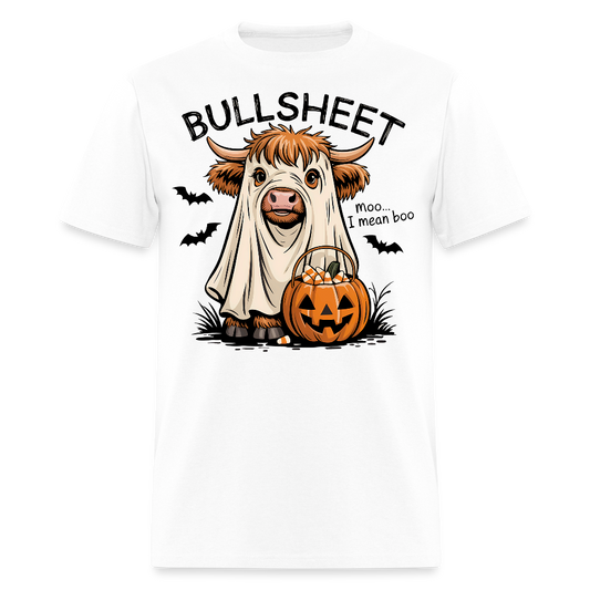Bullsheet Pun Tee Moo I Mean Boo T-Shirt - white