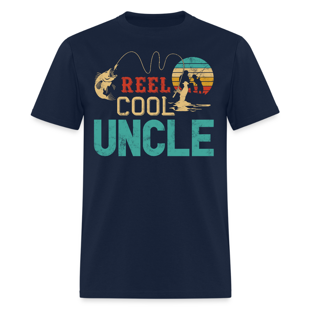 Reel Cool Uncle Funny Fishing T-shirt - navy