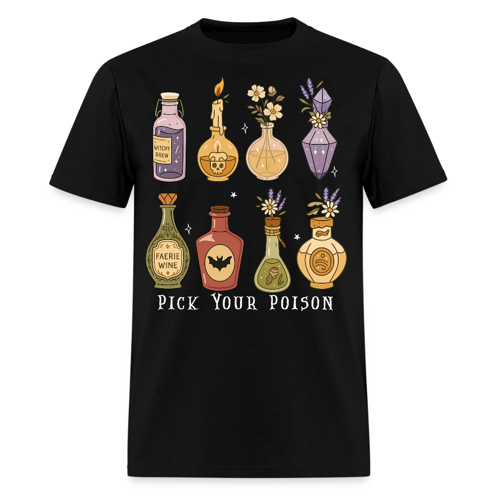 Pick Your Poison Witchy Halloween T-Shirt - black