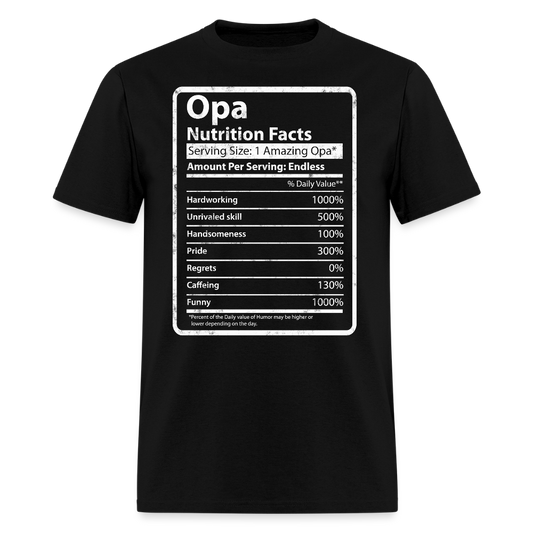 Opa Nutrition Facts Father's Day Gift T-shirt - black