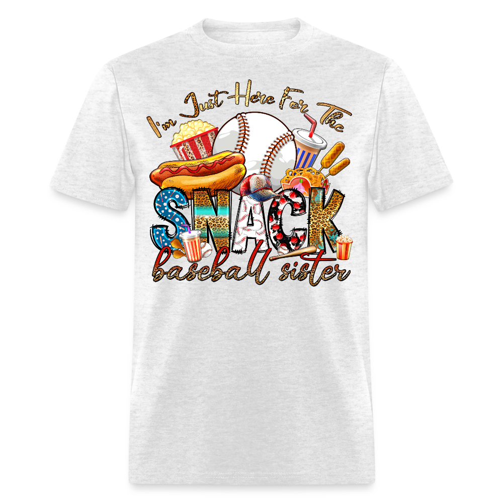 I'm Just Here For The Snacks Baseball T-shirt - light heather gray