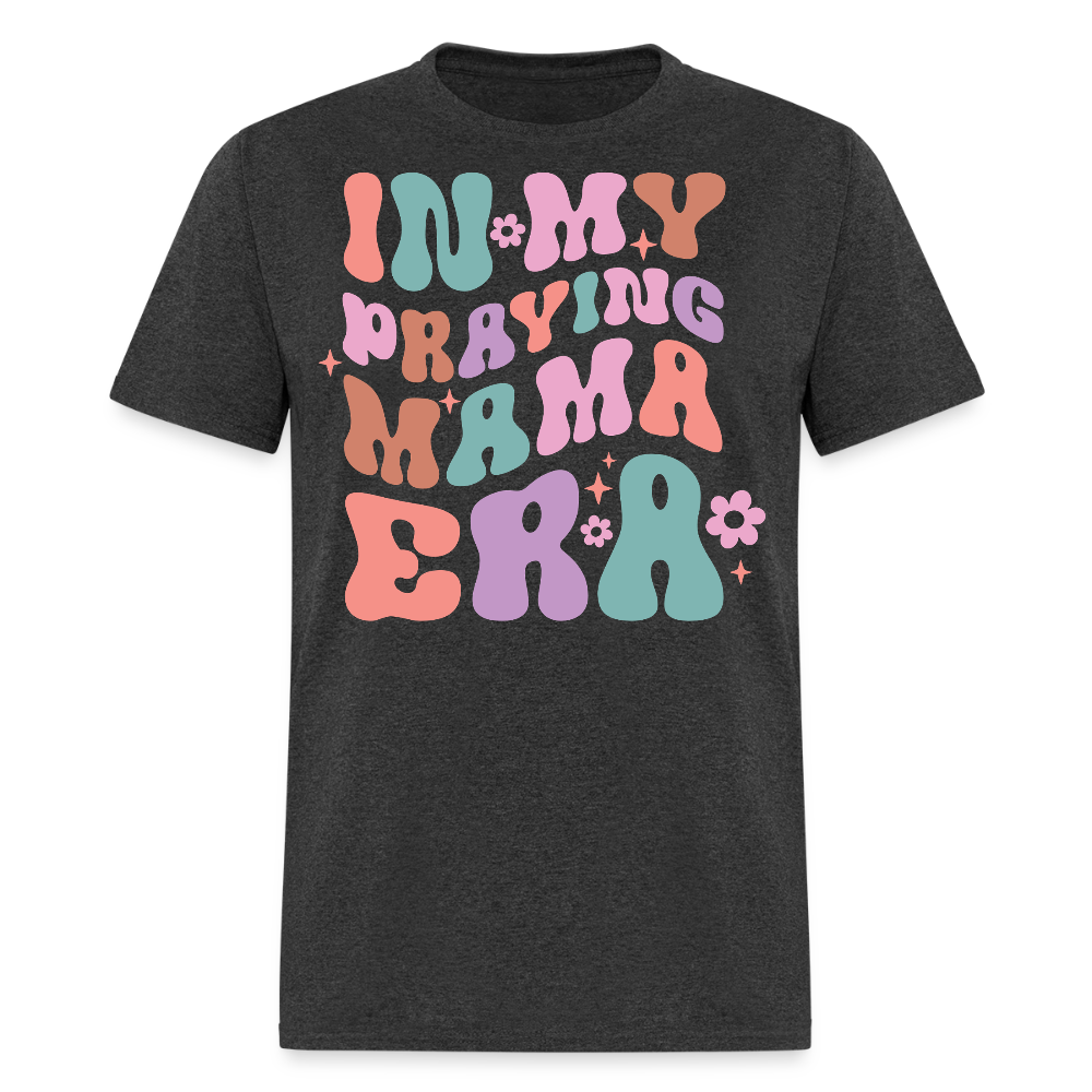 Christian Mom Retro Graphic Tee Praying Mama Faith T-shirt - heather black