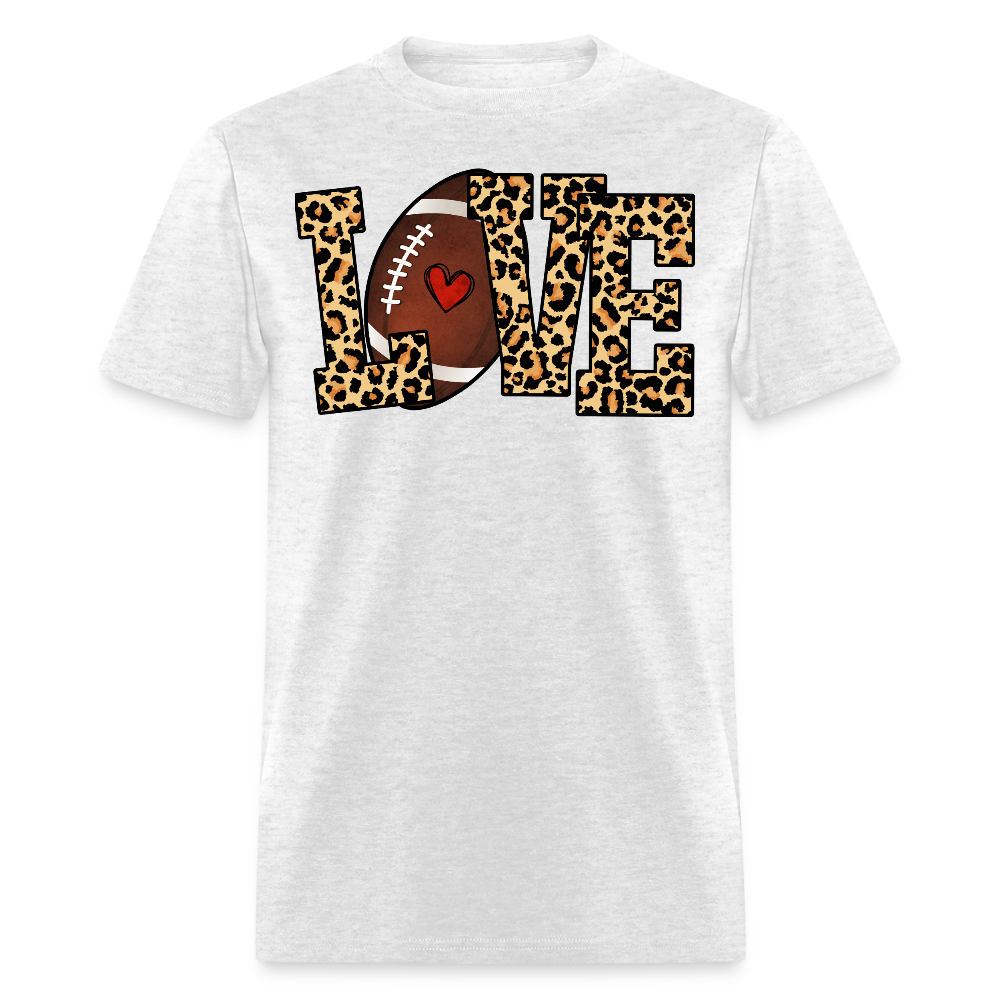 Leopard Heart Football T-shirt - light heather gray
