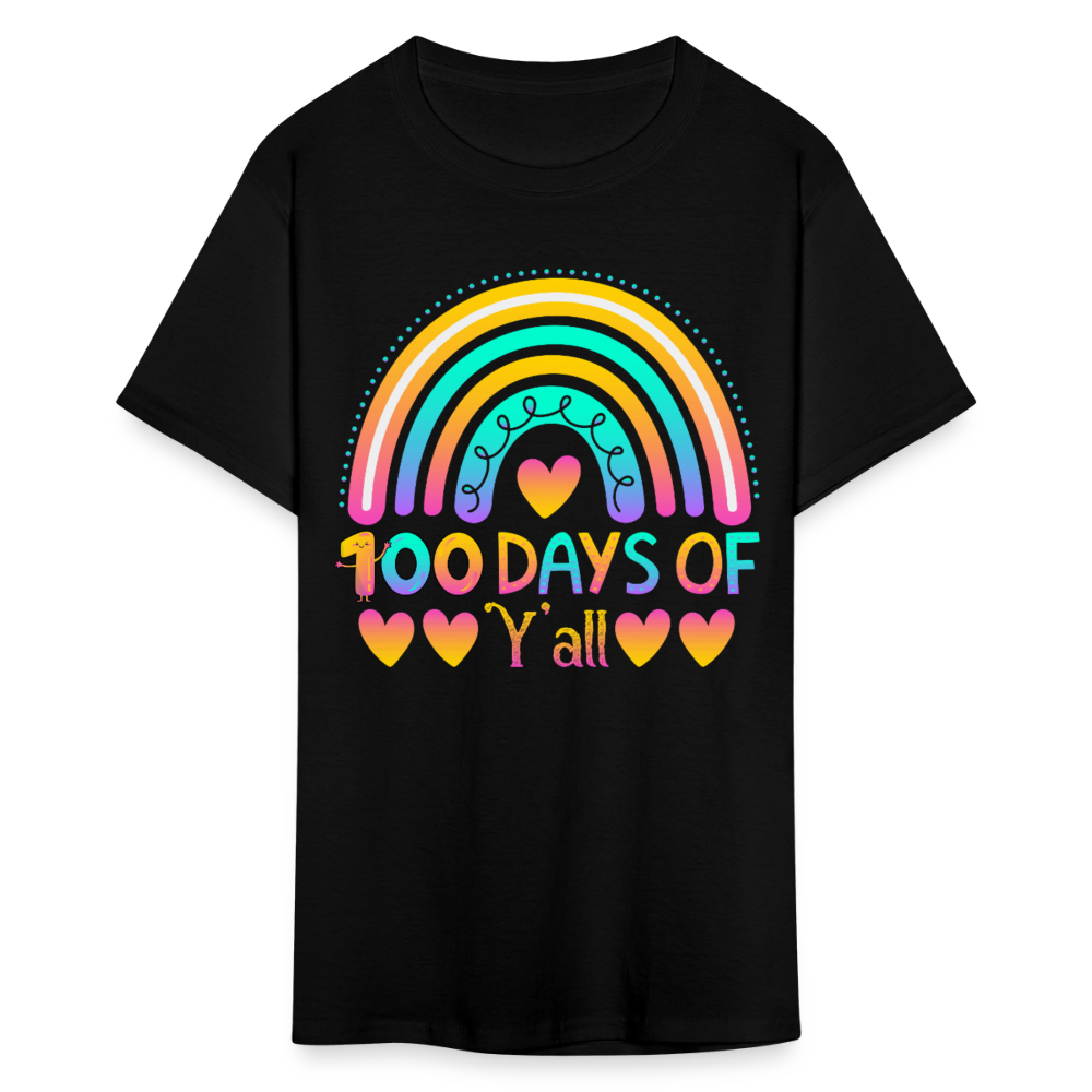 100 Days of School Shirt Rainbow & Hearts Design for Teachers Unisex T-Shirt - black