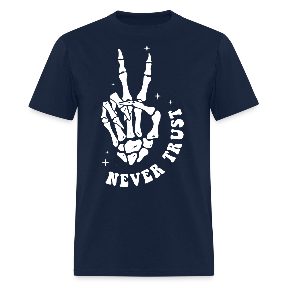 Never Trust Skeleton Hand T-Shirt - navy