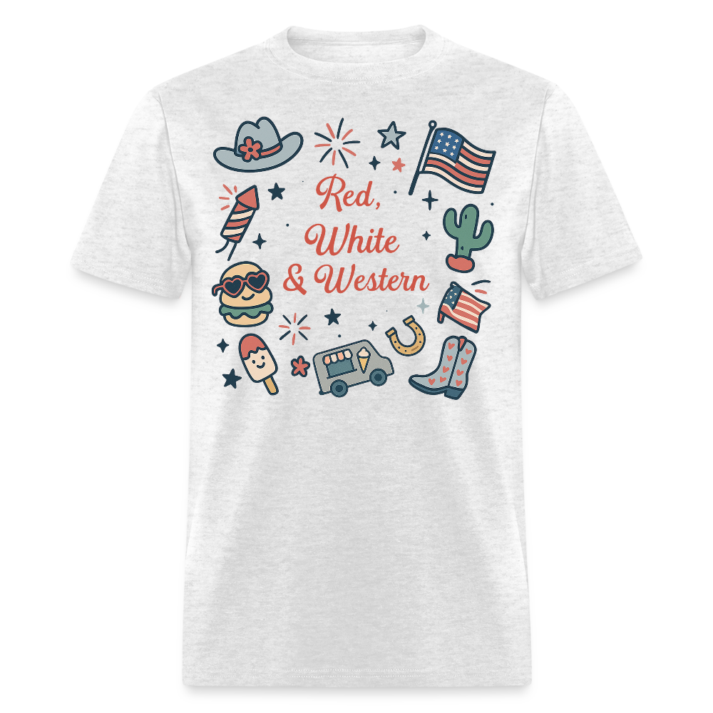 Red White And Western T-Shirt - light heather gray