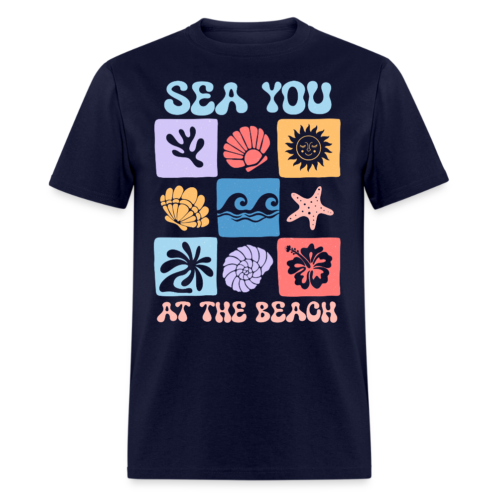 Colorful Summer Vacation Beachwear T-shirt - navy