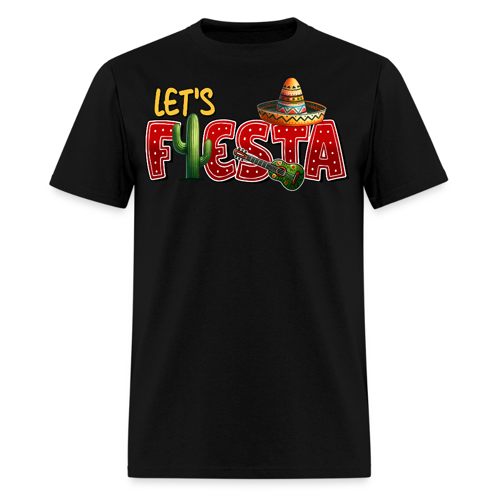 Funny Fiesta Party Graphic Tee Let's Fiesta Mexican Theme T-shirt - black