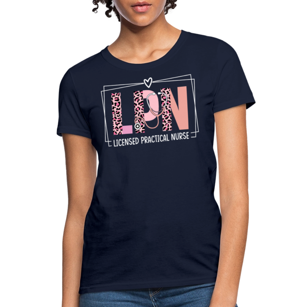 LPN Licensed Practical Nurse Leopard Print T-Shirt - navy