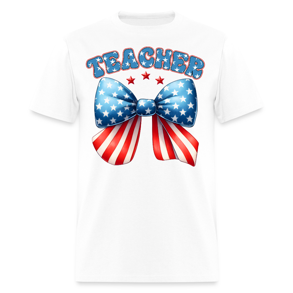 Red White Blue Teacher T-Shirt - white