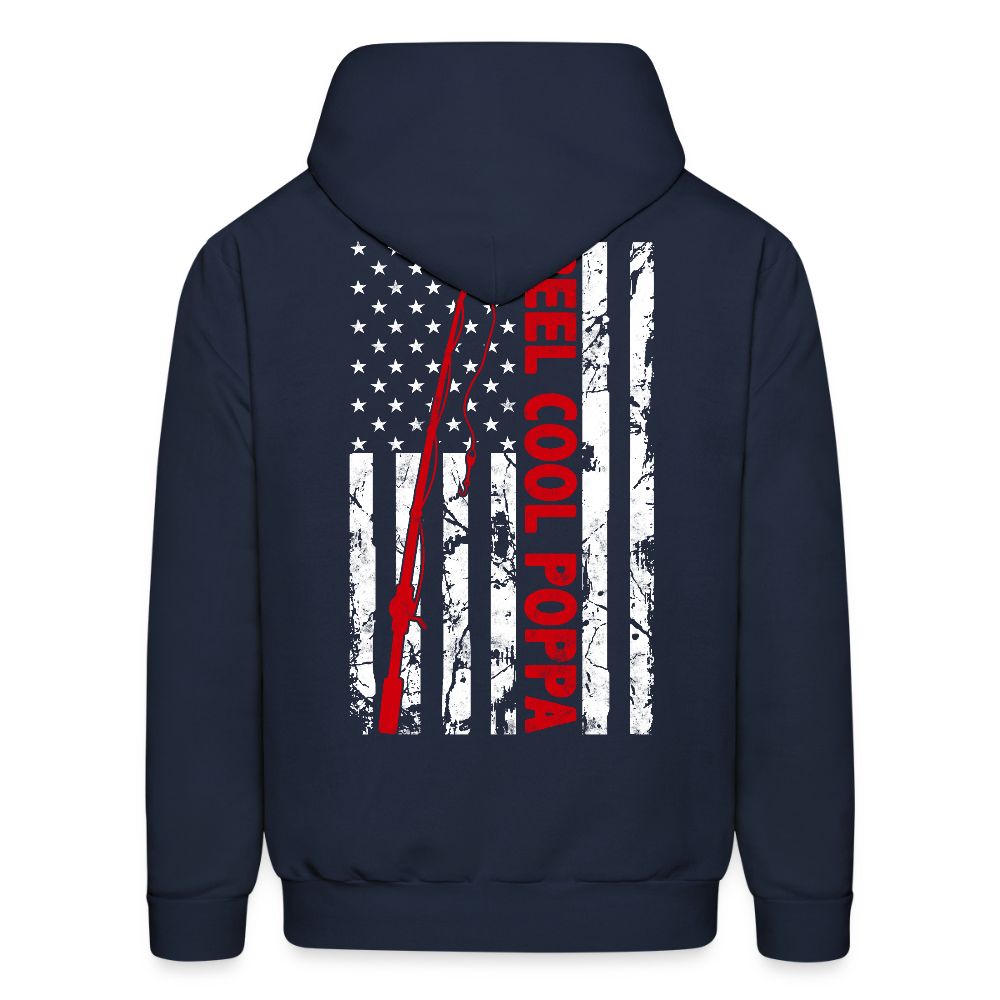 Reel Cool Poppa Father's Day Patriotic Fishing Hoodie - navy