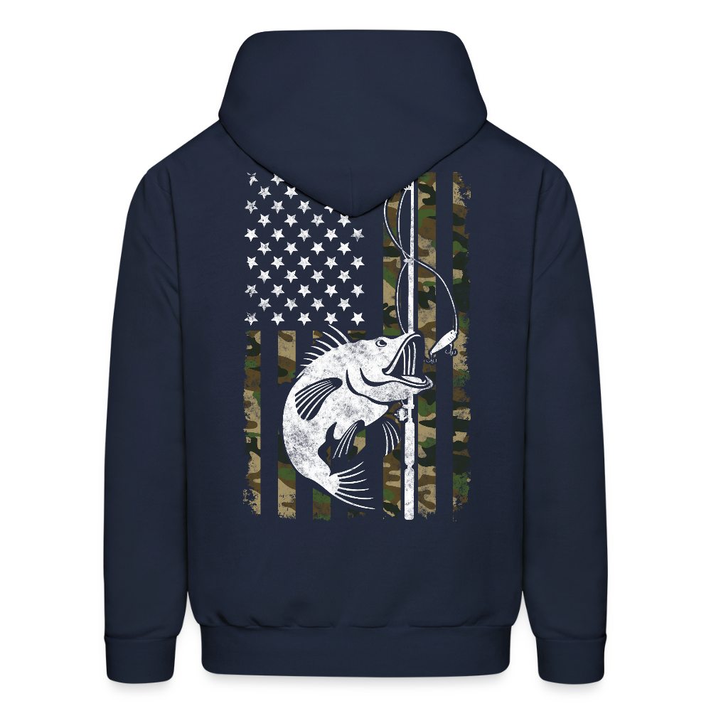 Camouflage Flag Patriotic Fishing Gear Hoodie - navy