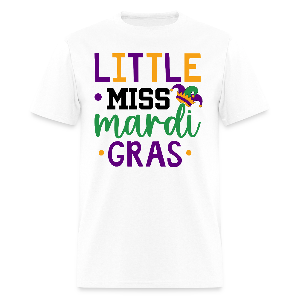 Cute Little Miss Mardi Gras Shirt For Girls Funny Mardi Gras T-shirt - white
