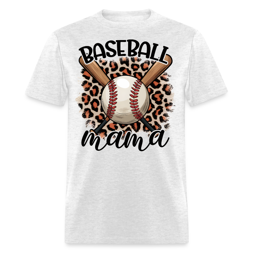 Baseball Mom Leopard Print T-Shirt - light heather gray
