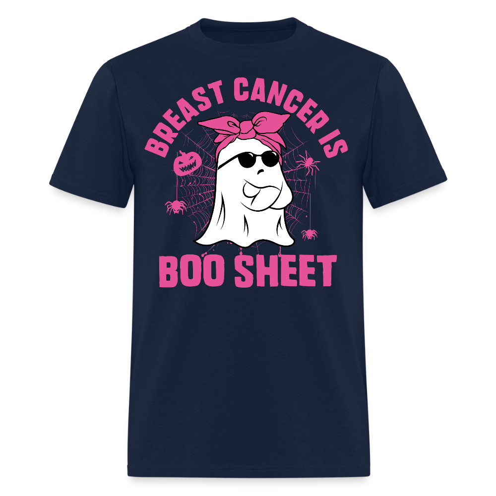 Breast Cancer Is Boo Sheet Pink Ribbon Halloween T-Shirt - navy