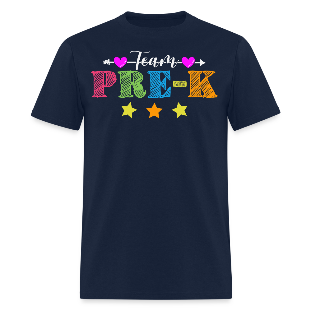 Colorful Pre-K Back To School Teachers T-Shirt - navy