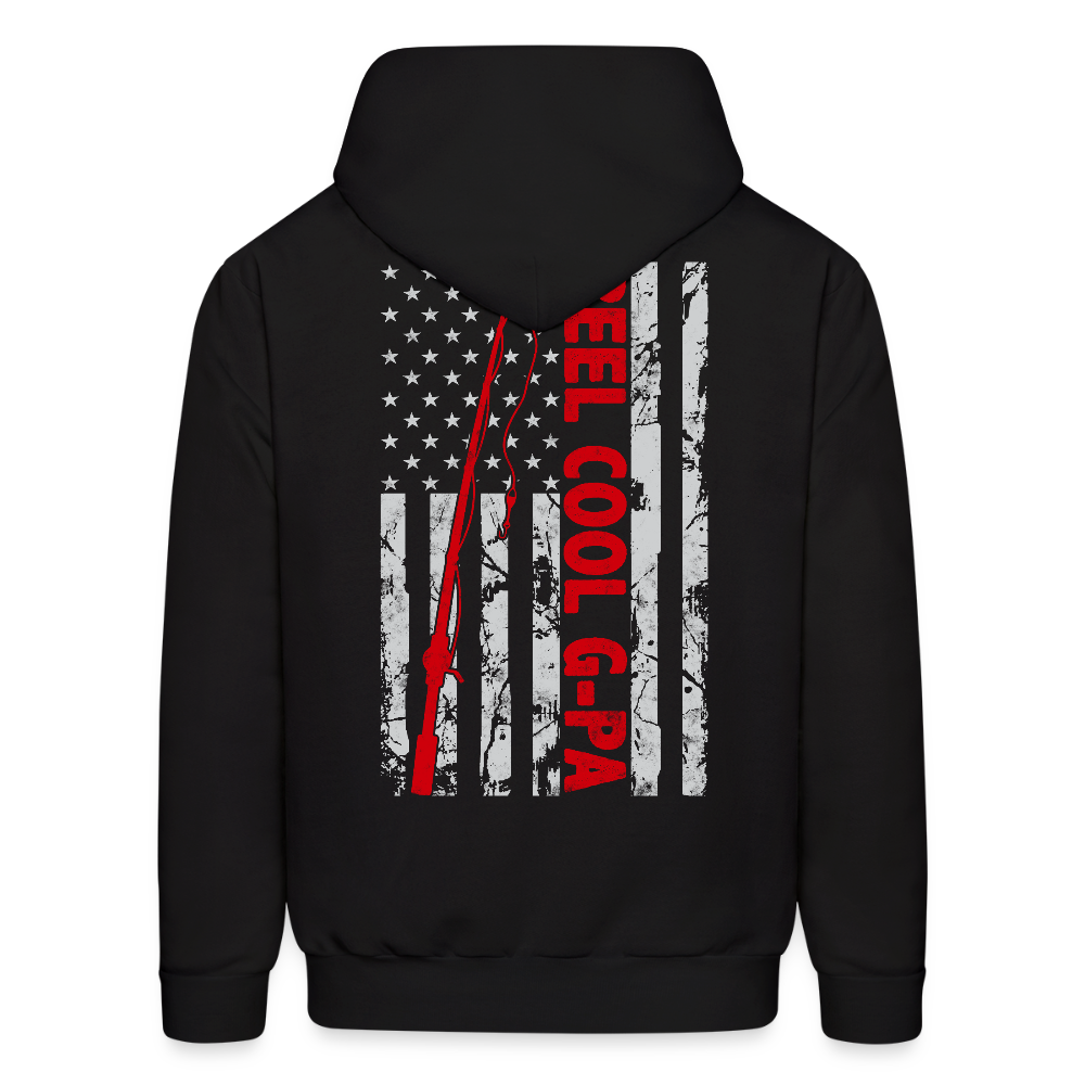 Reel Cool G-Pa USA Flag Patriotic Fishing Hoodie - black