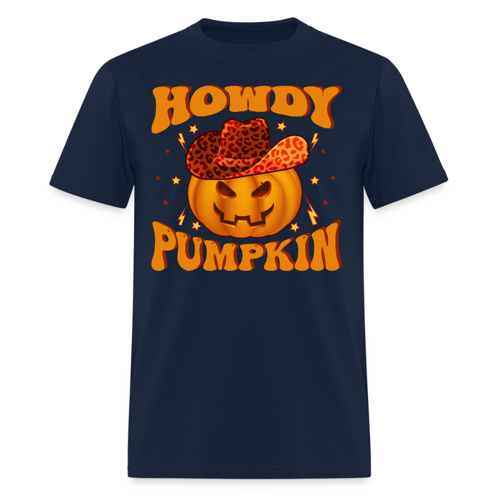 Howdy Pumpkin Funny Halloween T-Shirt - navy