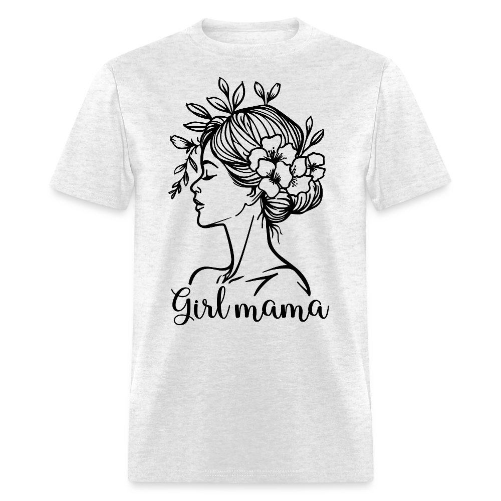 Trendy Girl Mama Graphic Floral Mom Life T-shirt - light heather gray