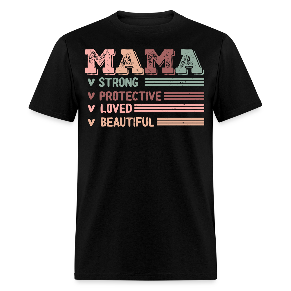 Vintage Mama Strong Protective Loved Beautiful T-shirt - black