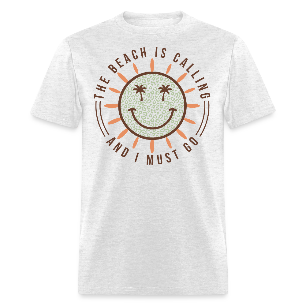 Retro Beach Smiley Face Summer T-shirt - light heather gray