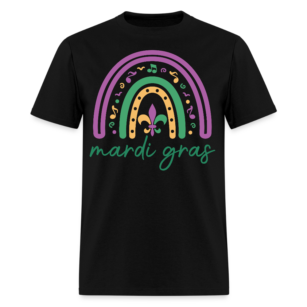 Purple Green Gold Carnival Tee Mardi Gras Rainbow Shirt For Women - black