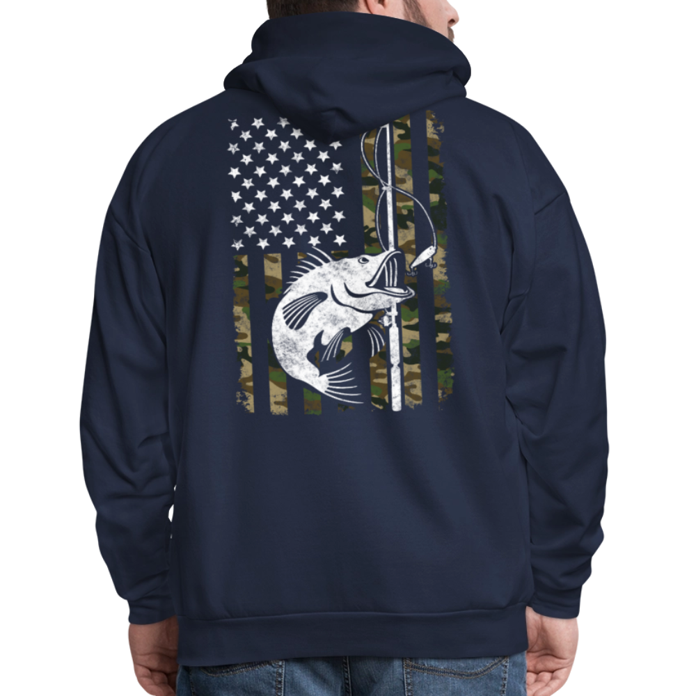 Camouflage Flag Patriotic Fishing Gear Hoodie - navy