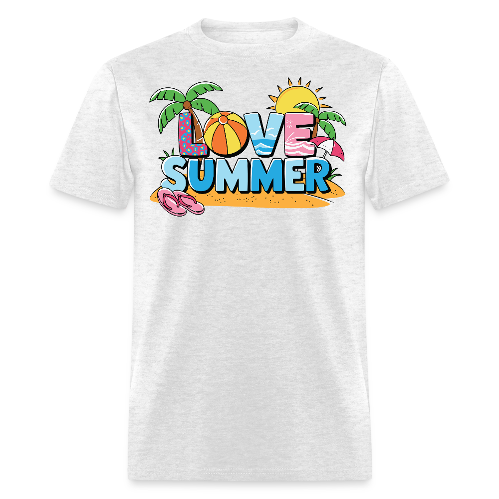 Retro Love Summer Vacation T-shirt - light heather gray